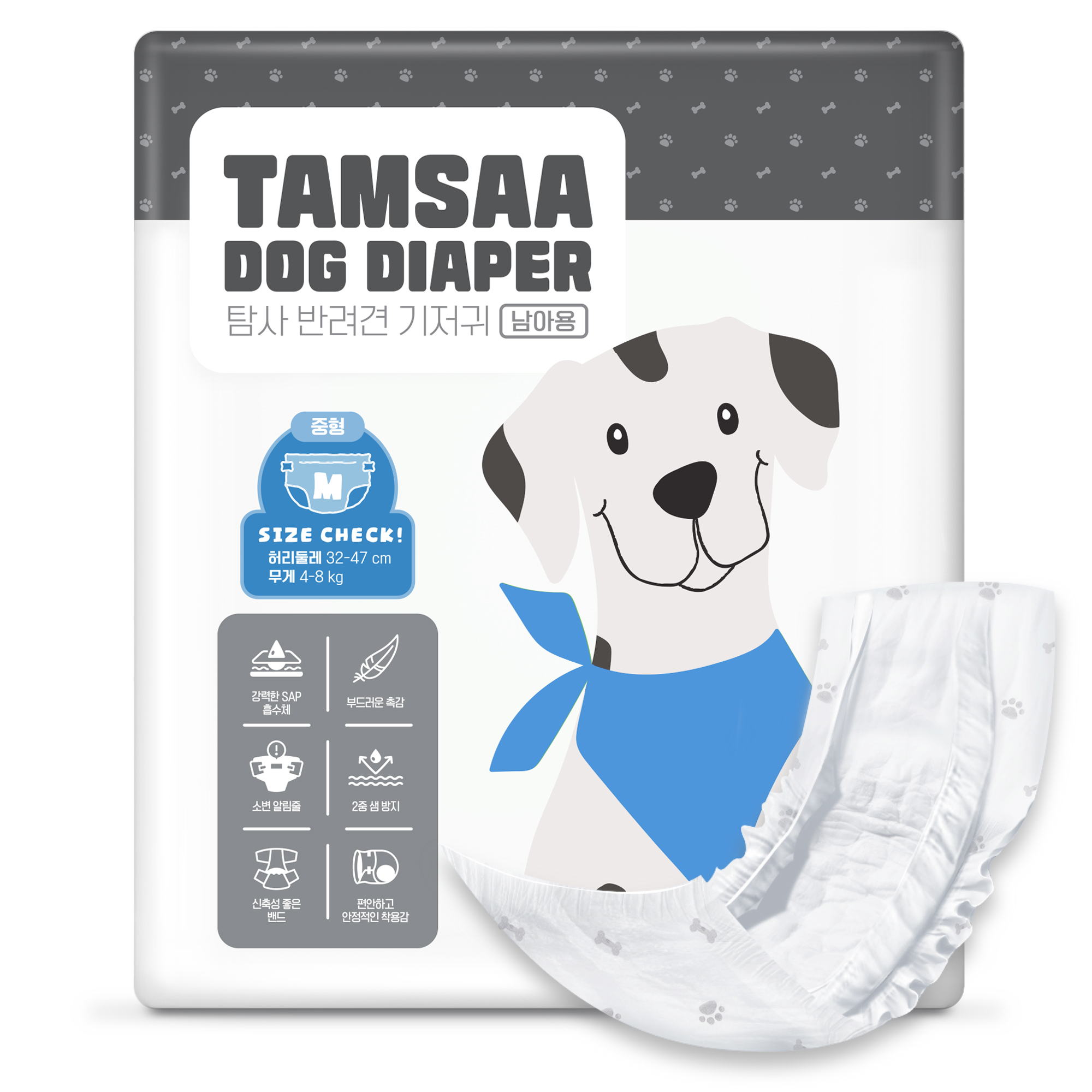 탐사 반려동물 남아용 기저귀 30매, 중형, 1개, 30개입