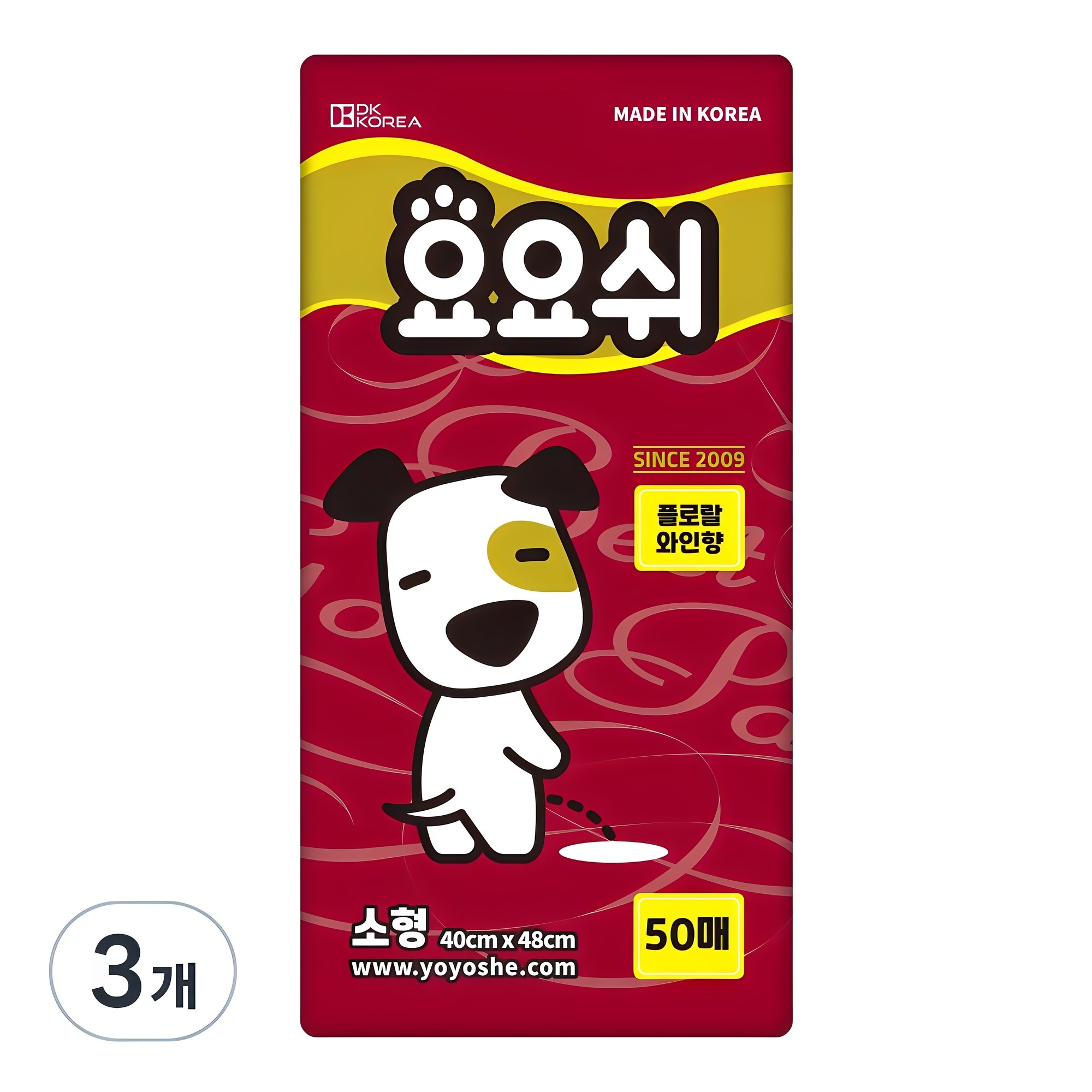 요요쉬 강아지 배변패드 와인 플로랄와인향, 50개입, 3개